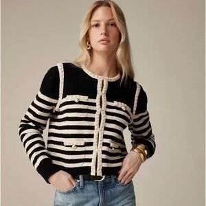 J Crew Odette sweater lady jacket in striped bouclé